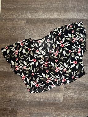 h.i.p. Black Floral Blouse with Pink Blossoms